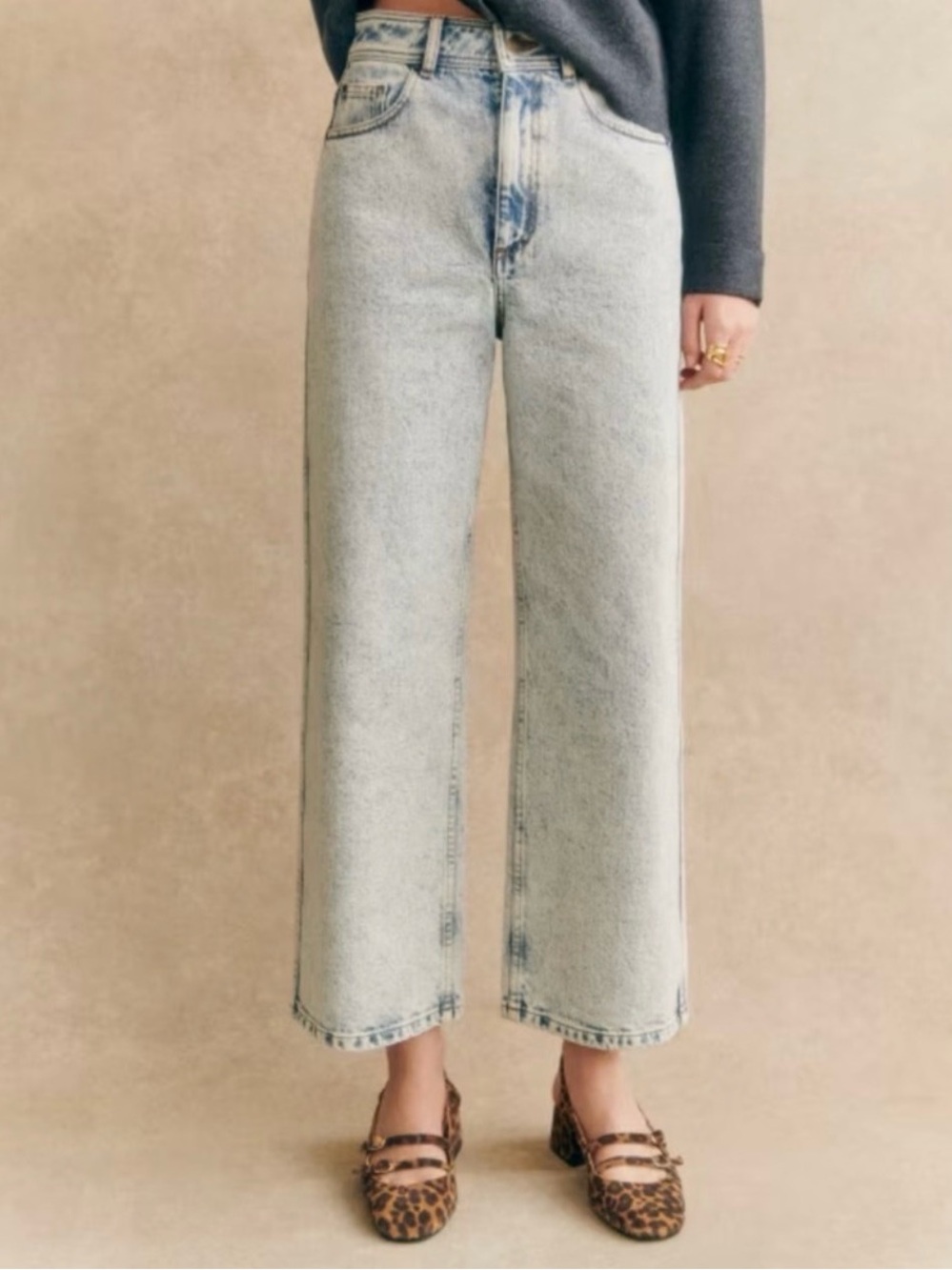 Sézane Le Crop Denim Wide Leg Jeans